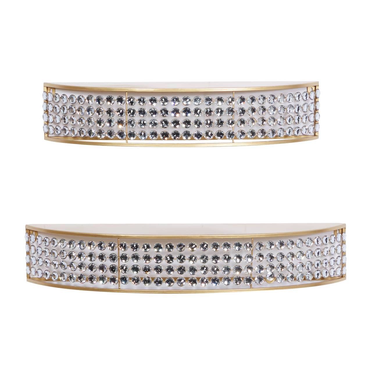 Set of 2 Gold Metal Contemporary Wall Shelves 28", 24"